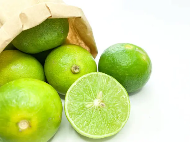 Photo of lime fruit, sour taste in Thai street food ingredient