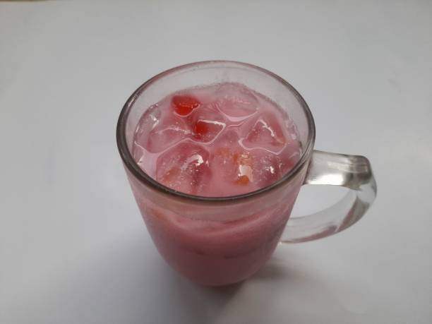 istock fruit ice drink in glass top view on white background. 1475908065