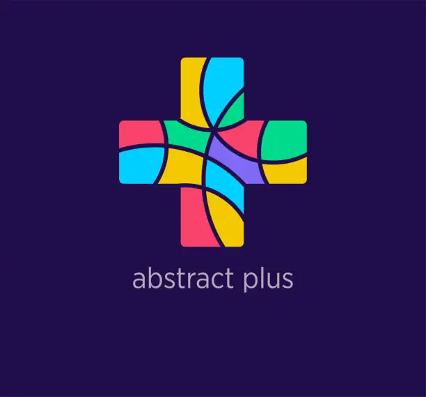Vector illustration of Modern abstract plus logo icon.