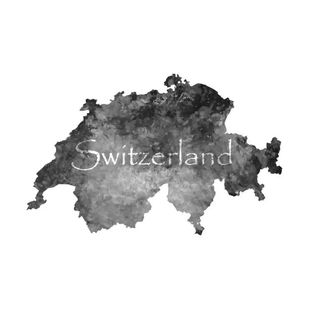 Vector illustration of Ancient map of Switzerland. Old blank parchment treasure map with ancient letter