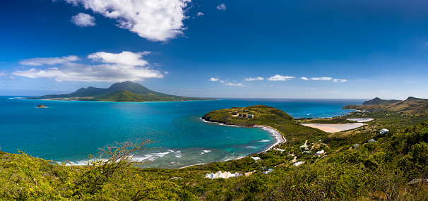 Aerial view from St Kitts looking towards Nevis.