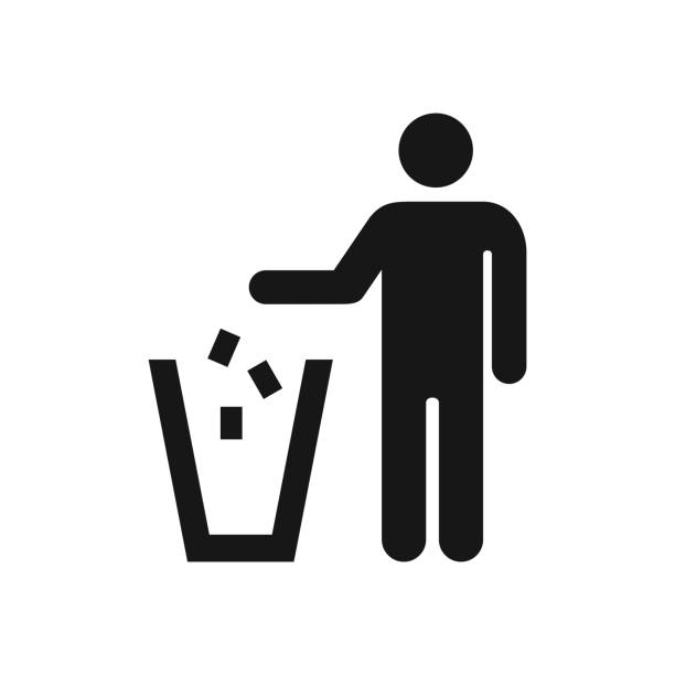 Tidy man icon isolated on white background Tidy man icon isolated on white background trash icon stock illustrations
