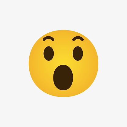 Surprise emoji face. surprised wow emoticon, cute shocked reaction with amaze face - astonished emoticons