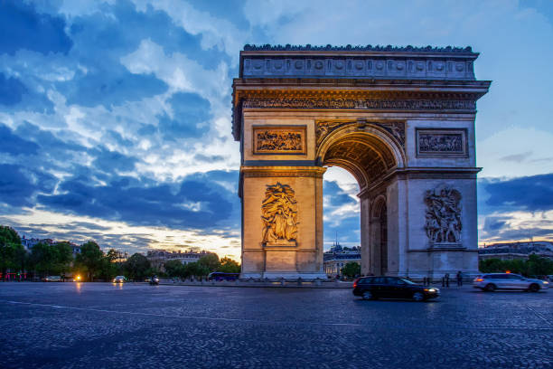 istock Triumph Arch in Paris in blue hour 1475931914
