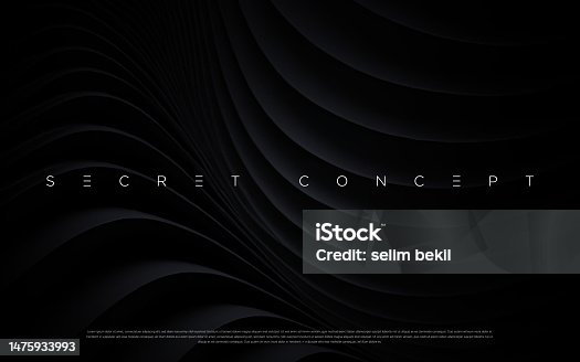 istock Abstract futuristic dark black background with waved design. Realistic 3d wallpaper with luxury flowing lines. 1475933993