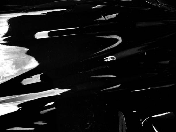 istock Black transparent plastic wrap texture overlay background. Realistic plastic for poster design and photo overlay effect. Wrinkled plastic surface 1475942206