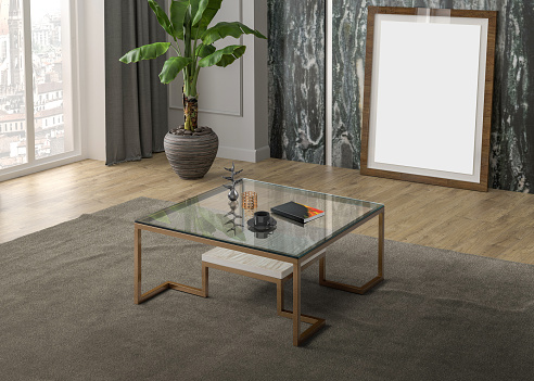 3D rendering modern interior coffee table . Decorated .