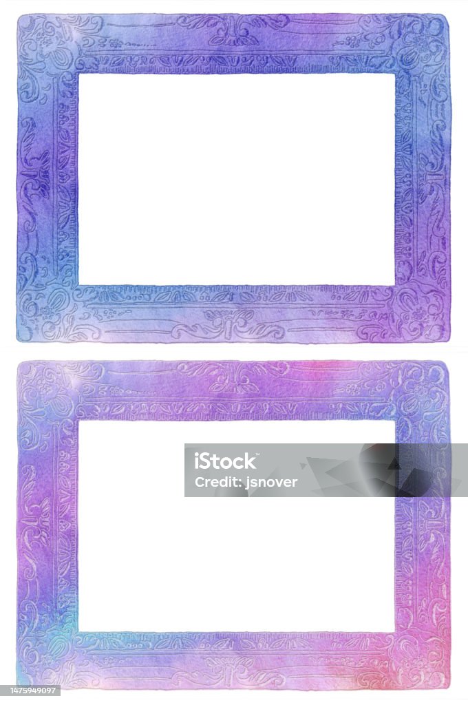 Hand Drawn Textured Paper Frames Stock Photo - Download Image Now - Blue,  Border - Frame, Brocade - iStock