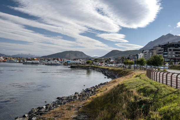 istock Ushuaia and Beagle Channel from the waterfront boulevard . 1475955608