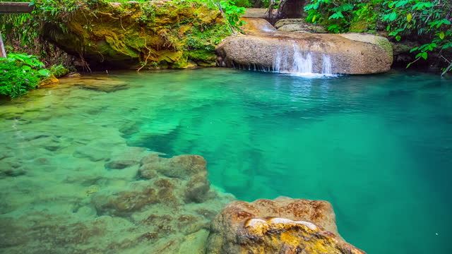 Natural swimming pool Poceta De Los Enamorados near El Nicho waterfall in Topes de Collantes National Park in Cuba