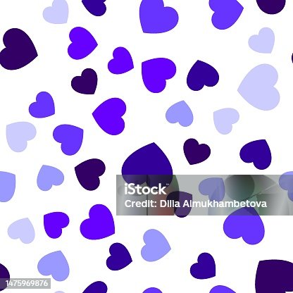 istock Colorful seamless pattern of dark blue hearts. Suitable for printing on textile, fabric, wallpapers, postcards, wrappers 1475969876