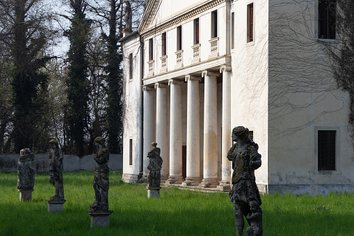 Bolzano Vicentino, Italy  march, 23 ,2023: This Venetian villa is part of the initial project by Andrea Palladio who conceived it in 1563. It can only be visited from the outside.