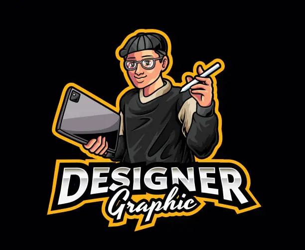 Vector illustration of Graphic Designer Mascot Logo Design