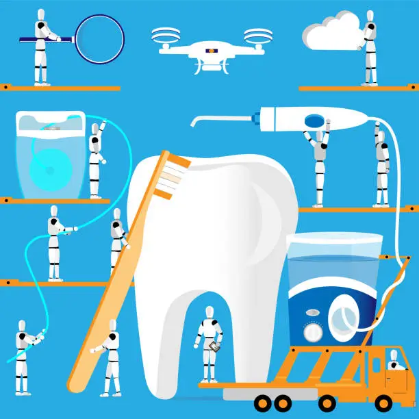 Vector illustration of Artificial intelligence dentistry
