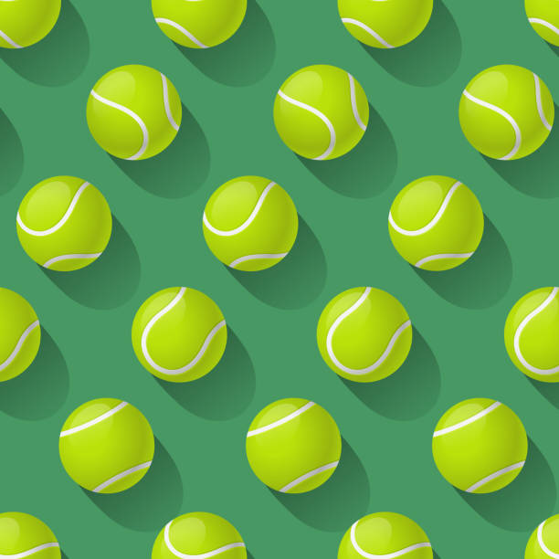 tennis balls seamless pattern. vector illustration. - göz yanılması illüstrasyonlar stock illustrations