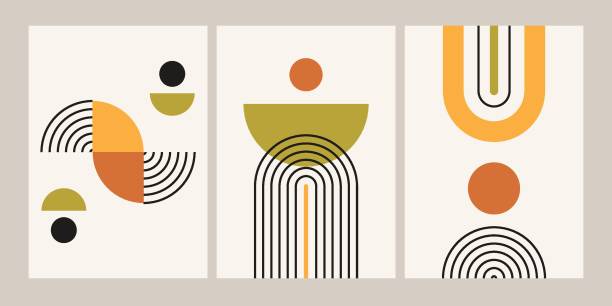 istock Abstract geometric posters. Minimal cute contemporary line shape art print, nursery kids scandinavian decor. Vector set 1475982882