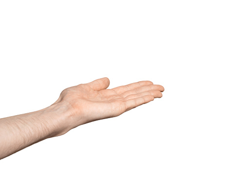 Man's hand outstretched palm up