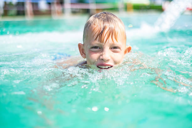 istock The boy is swimming in the pool. 1475986725
