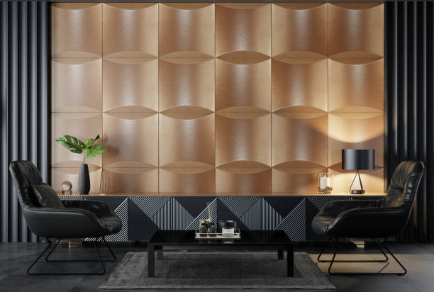 istock Black Luxury modern retro-style living room interior 1475988113