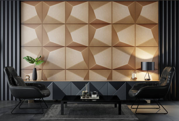 istock Black Luxury modern retro-style living room interior 1475988115