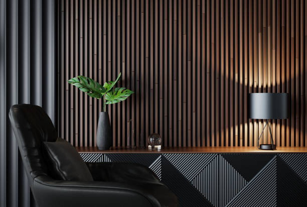 istock Black Luxury modern retro-style living room interior 1475988344