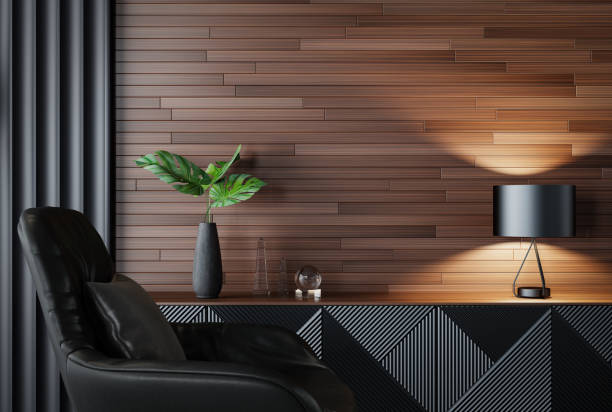 istock Black Luxury modern retro-style living room interior 1475988346