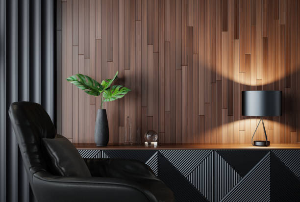 istock Black Luxury modern retro-style living room interior 1475988416