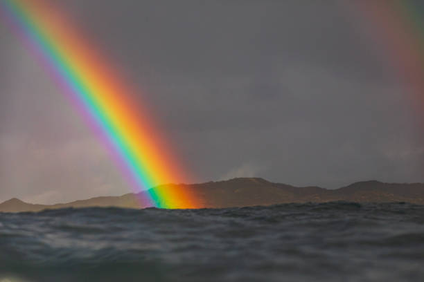 istock Bright colourful rainbow during a storm in the ocean 1475992808