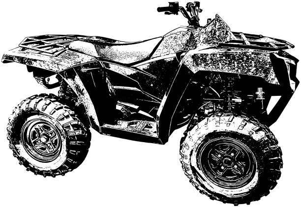 quad 4 wheeler atv - fourwheeler stock illustrations