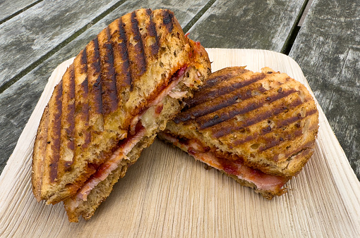 Toasted bacon and cheese sandwich