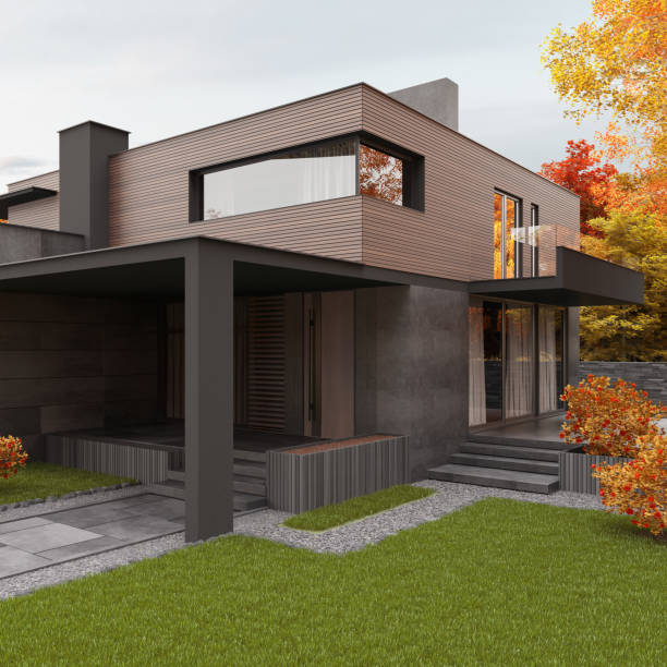 istock Modern Luxurious Villa with garden. 1475999231