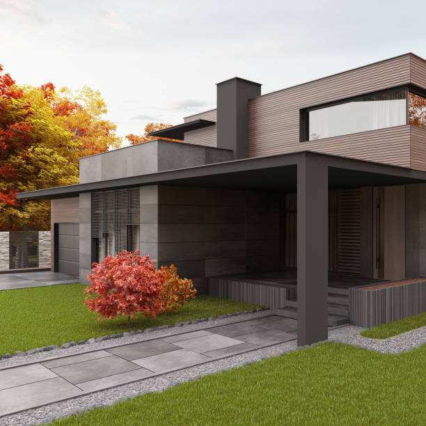 istock Modern Luxurious Villa with garden. 1475999233