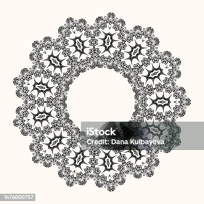 istock Round ornaments in ethnic, Turkic style. Decorative elements. 1476000757