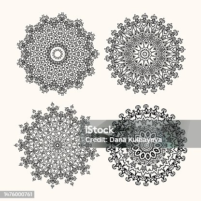 istock Round ornaments in ethnic, Turkic style. Decorative elements. 1476000761