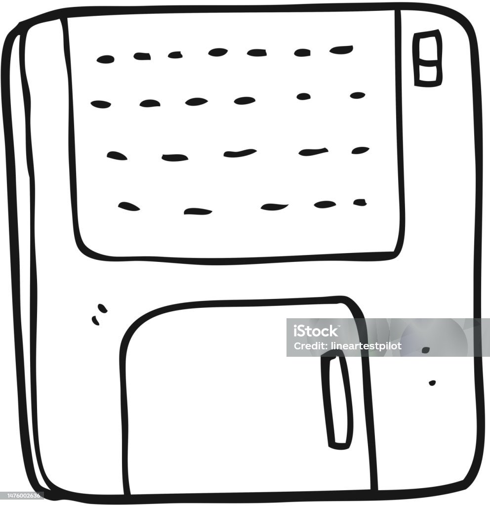 Disc Computer Drawing Freehand Drawn Black And White Cartoon Old Computer Disk Stock ...