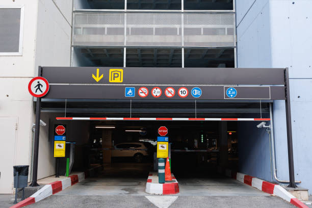 istock Entrance to a Covered Parking Lot Set up on Several Floors 1476002940