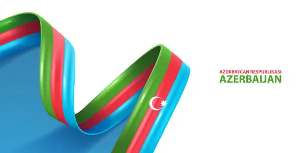 Vector illustration of Azerbaijan Ribbon Flag