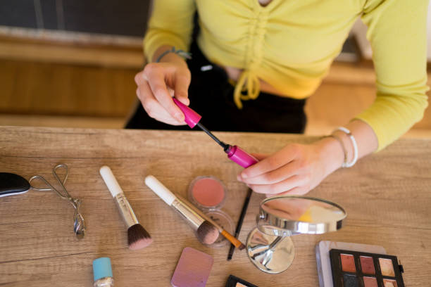 istock Close-up photo of make up on table. 1476004897