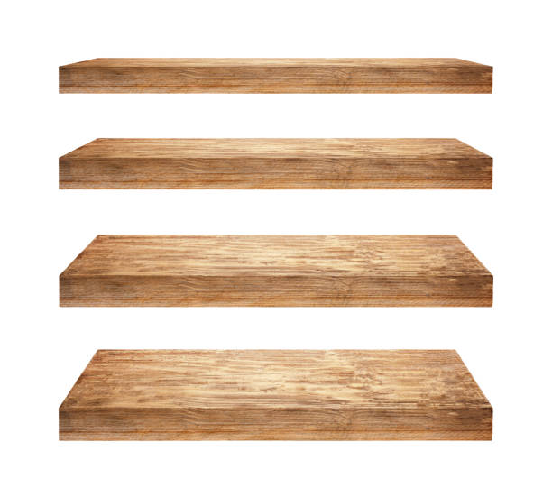 istock Collection of wooden shelfs isolated 1476008848