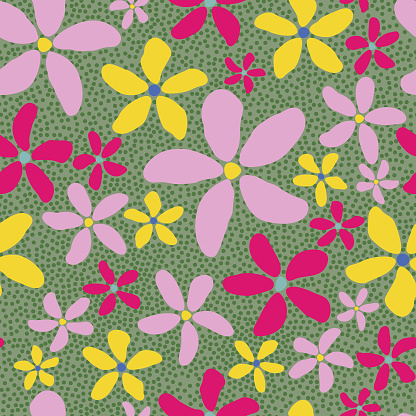 Repeat flower power floral pattern design