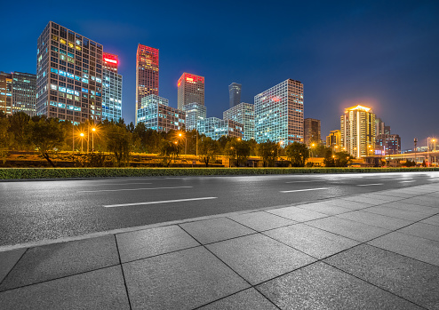 Concrete, Flooring, Urban Skyline, Beijing, Night