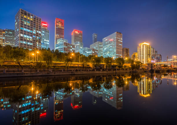 Building Exterior, Horizontal, Modern, Night, No People