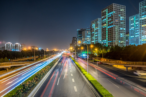 Highway, Long Exposure, Night, Beijing, Car