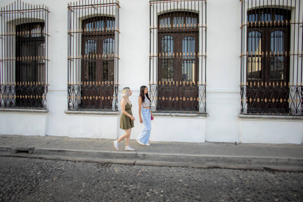 friends walking through the city