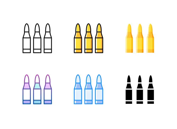 Vector illustration of Bullets icon. 6 Different styles. Editable stroke.