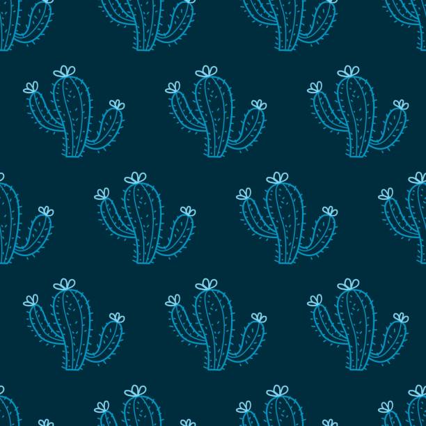 ilustrações, clipart, desenhos animados e ícones de deserto verde cacto ao ar livre vetor padrão sem costura - abstract backgrounds botany cactus