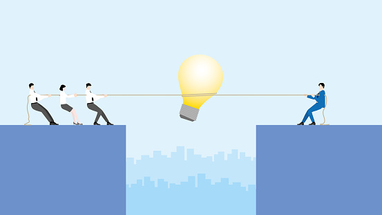 Competing Pulls Business Idea Competition Concept Boss Vs Employee Businessmen Pull A ...