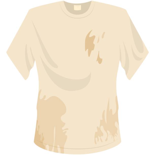 istock Dirty t-shirt with stain vector icon isolated on white 1476072179