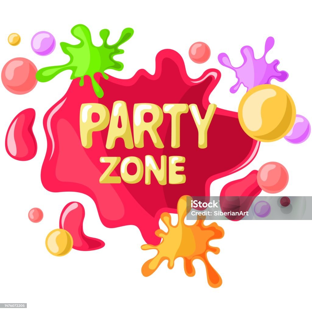 Party Zone Coluring In Party Zone Logo With Paint Splash Blot Vector Design Stock Illustration ...