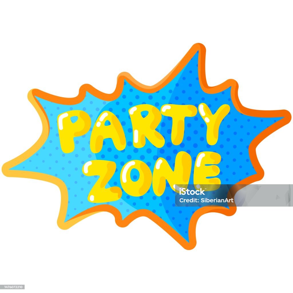 Party Zone Coluring In Party Zone Logo In Comic Book Style Vector Design Stock Illustration ...